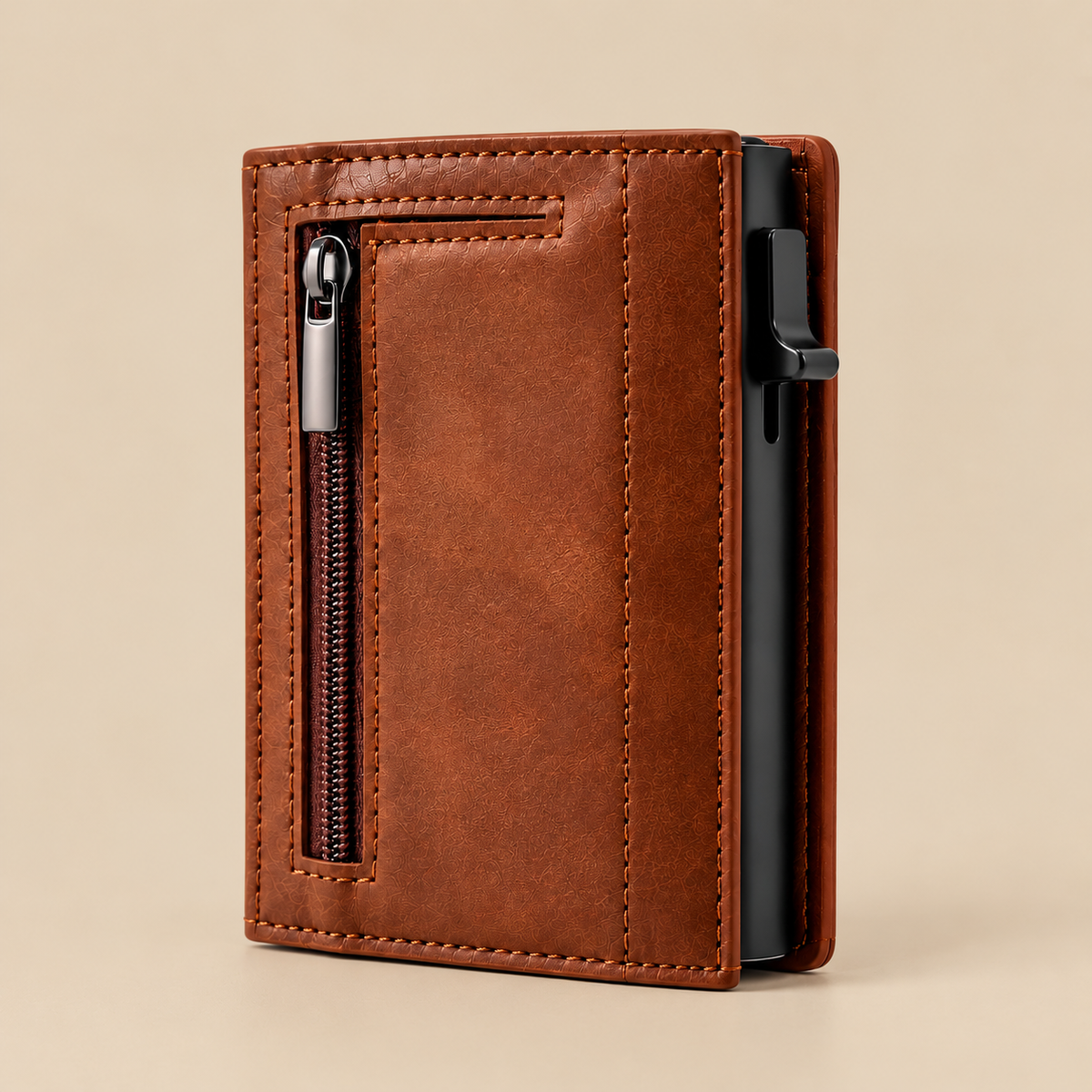 Portefeuille compact Karlan marron, idée cadeau de Noël pour homme